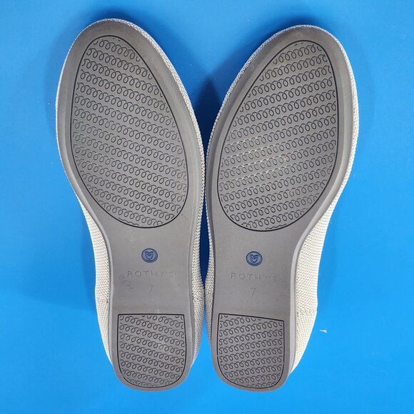 ROTHY'S The Flat Round Toe Flax Birdseye Cream/Gray Comfort Ballet Flats - Picture 8 of 9